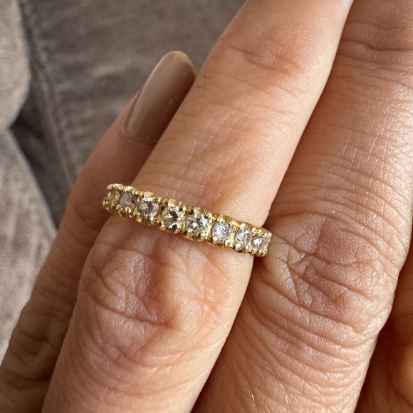 Dazzling natural 1 Ct diamonds champagne colors on 18k YG Ring size 5 - Picture 1 of 17